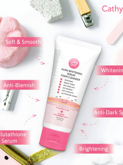 Cathy Doll Aura Whitening Serum Foam Cleanser, Glutathione, Bright Toner, Anti-Dark Spot, Blemish, 100ml