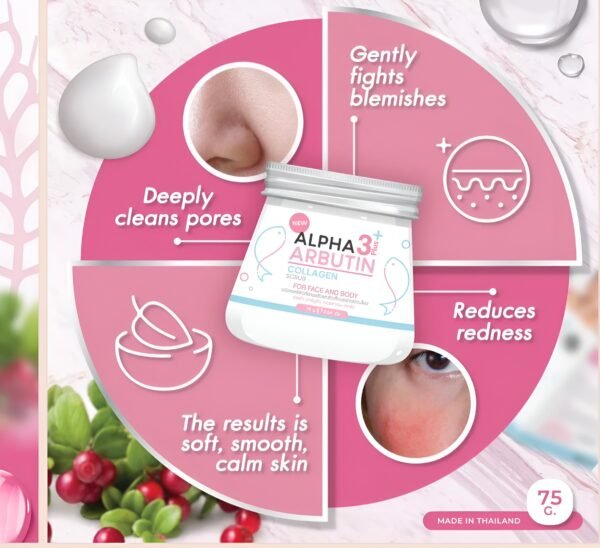 Alpha Arbutin Collagen face and body whitening scrub 75g - Image 2