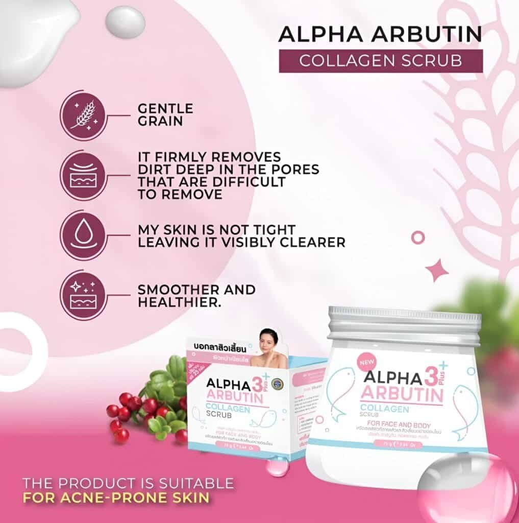 Alpha Arbutin Collagen face and body whitening scrub 75g